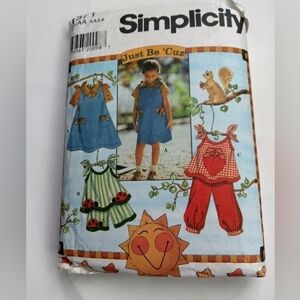 Simplicity Sewing Pattern 7571 Girls Jumper Top Blouse Pants Shirts Size 3-6
